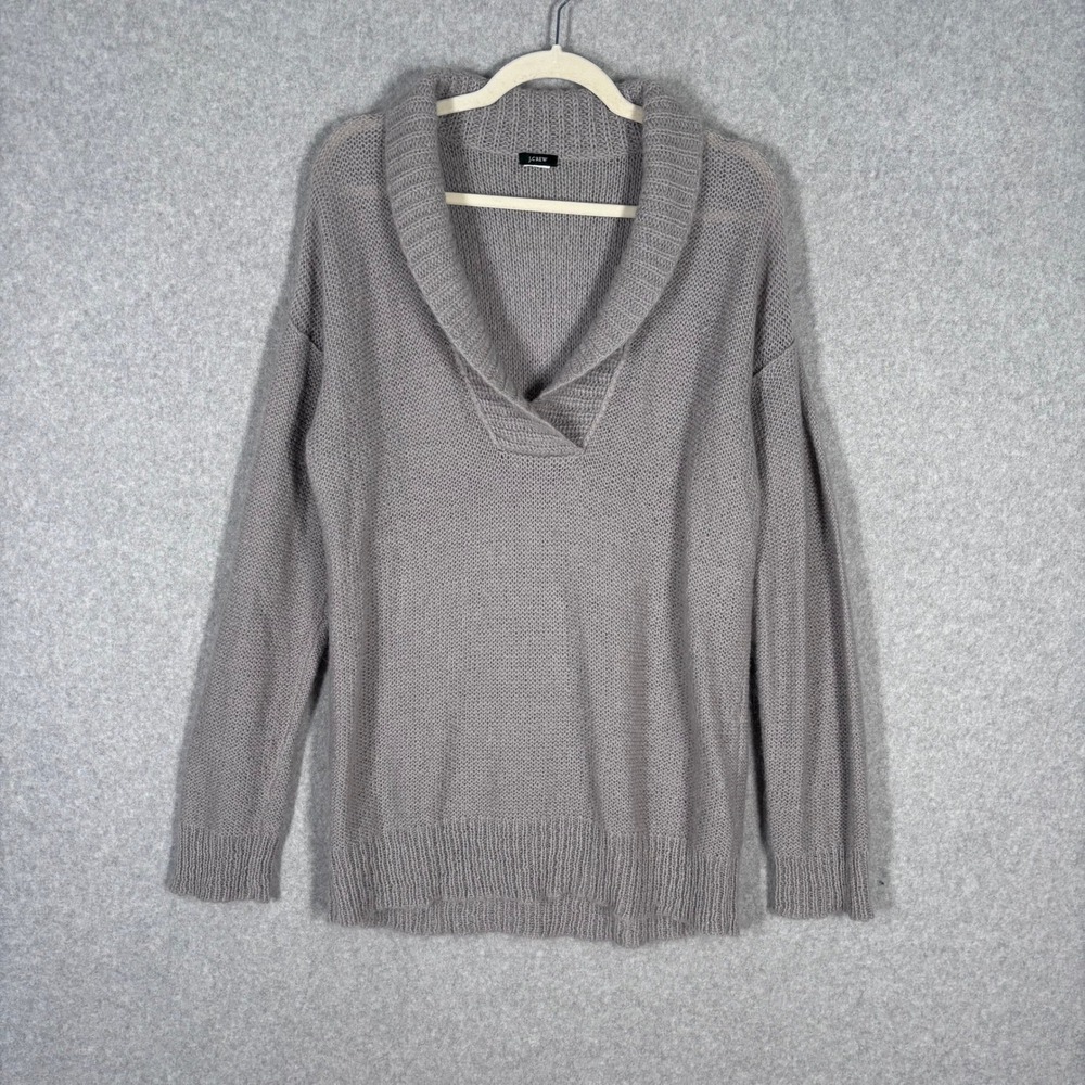 Vintage Y2K J Crew Dolce Sweater Small‎ Shawl Collar Fuzzy Mohair Wool Fisherman